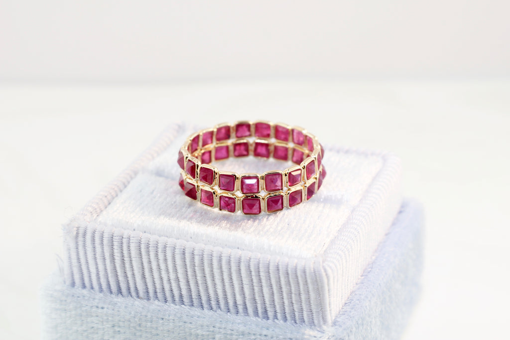 Aiyana Ruby Square Double Eternity Ring-Rings-Nari Fine Jewels-Nari Fine Jewels