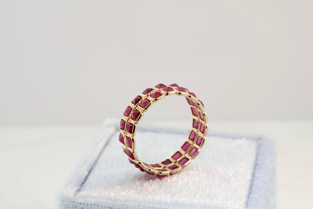 Aiyana Ruby Square Double Eternity Ring-Rings-Nari Fine Jewels-Nari Fine Jewels