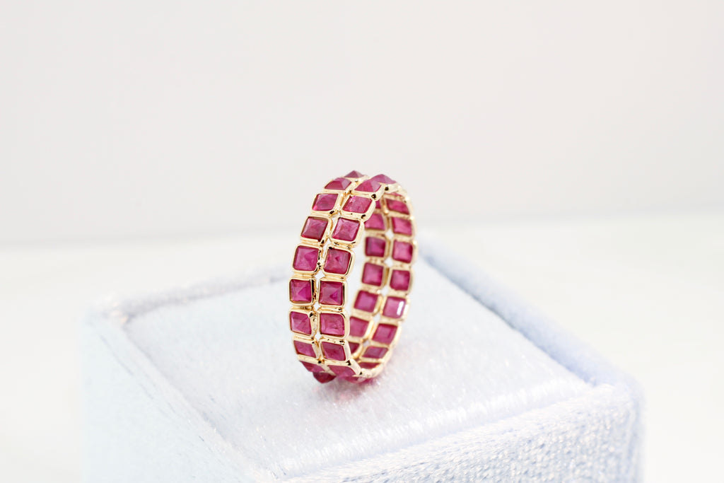 Aiyana Ruby Square Double Eternity Ring-Rings-Nari Fine Jewels-Nari Fine Jewels