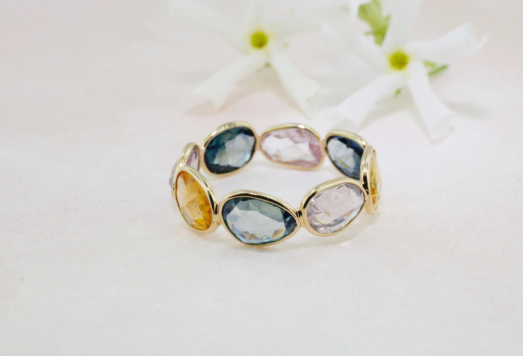 Aiyana Multi Colored Sapphires Horizontal Set Eternity Ring-Rings-Nari Fine Jewels-Nari Fine Jewels