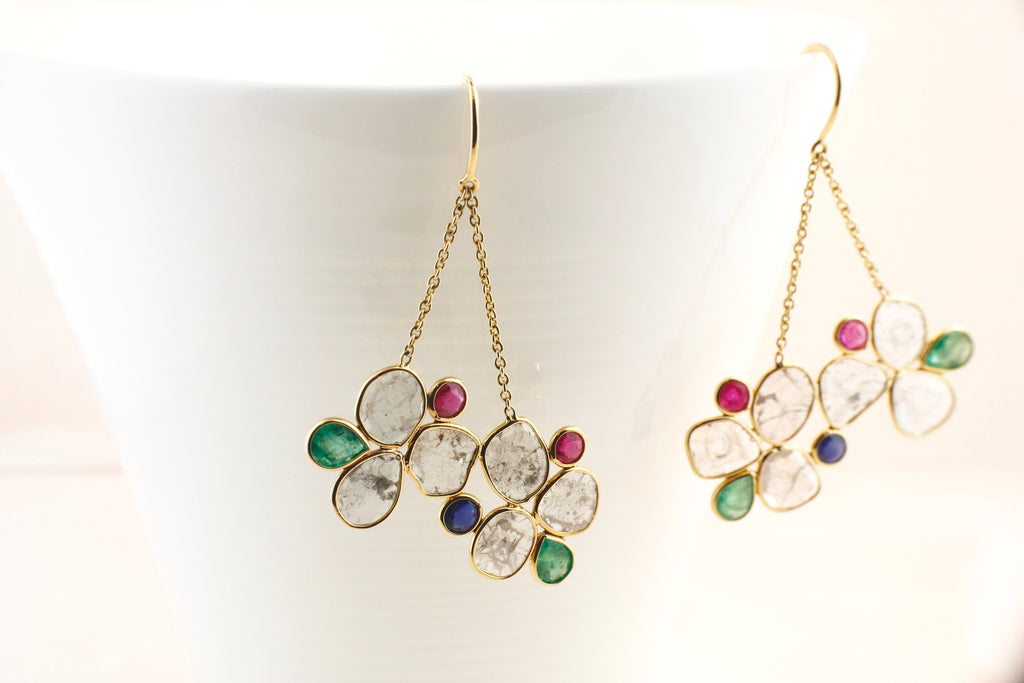 Fleur Diamond Slice Earrings-Earrings-Nari Fine Jewels-Nari Fine Jewels