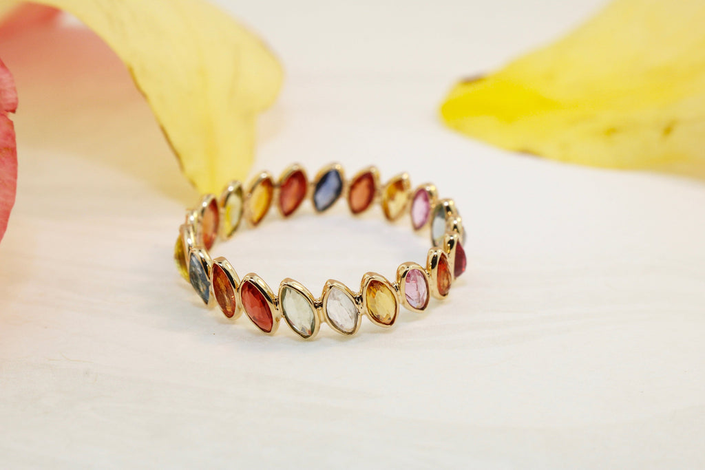 Aiyana Multi Colored Sapphire Marquise Eternity Ring-Rings-Nari Fine Jewels-Nari Fine Jewels
