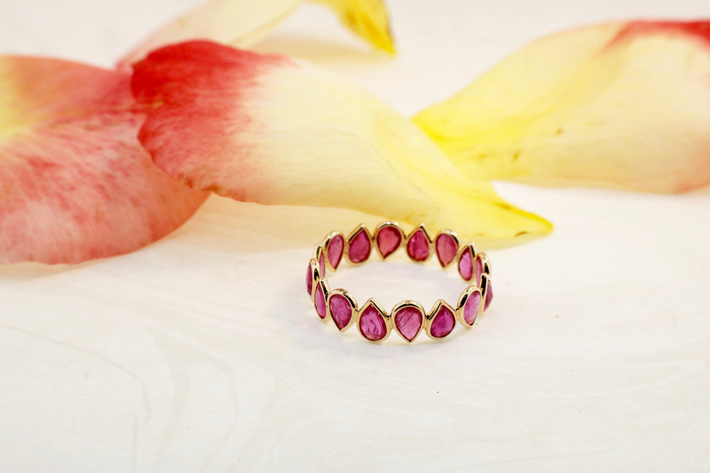 Aiyana Ruby Pear Shape Eternity Ring-Rings-Nari Fine Jewels-Nari Fine Jewels