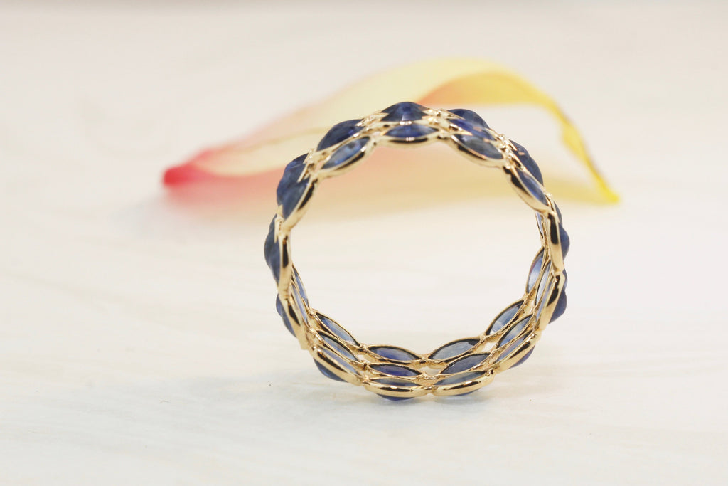 Aiyana Sapphire Marquise Triple Eternity Ring-Rings-Nari Fine Jewels-Nari Fine Jewels