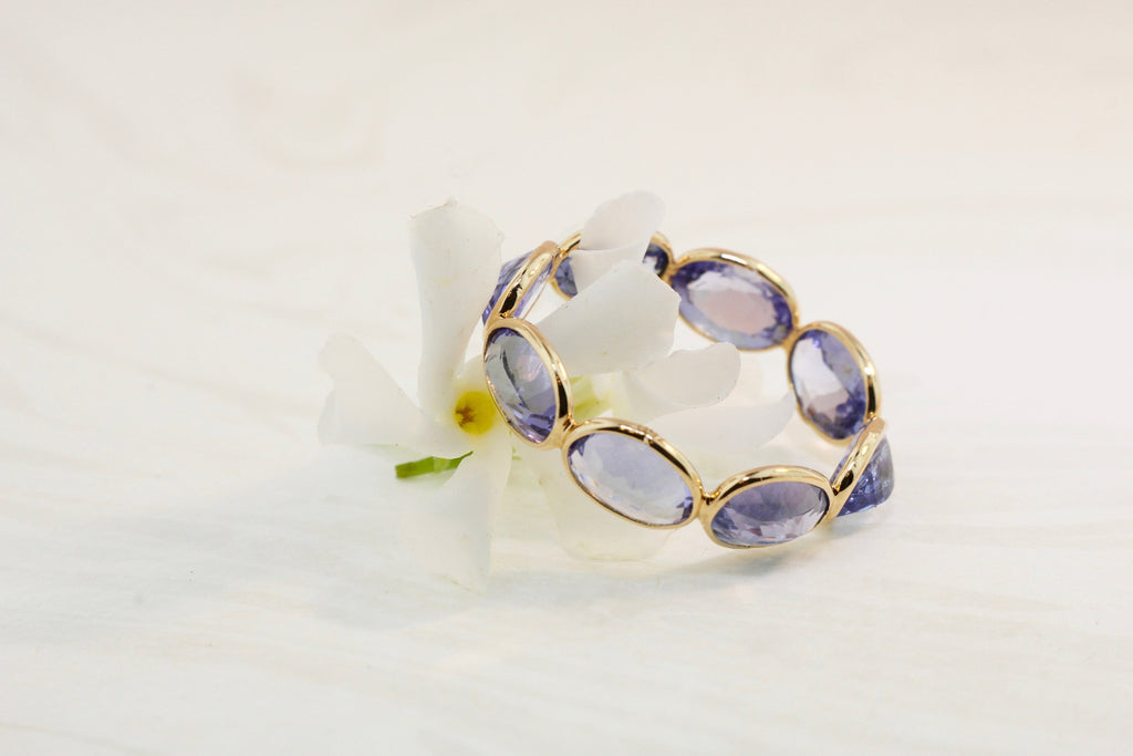 Aiyana Tanzanite Oval Reverse Set Eternity Ring-Rings-Nari Fine Jewels-Nari Fine Jewels