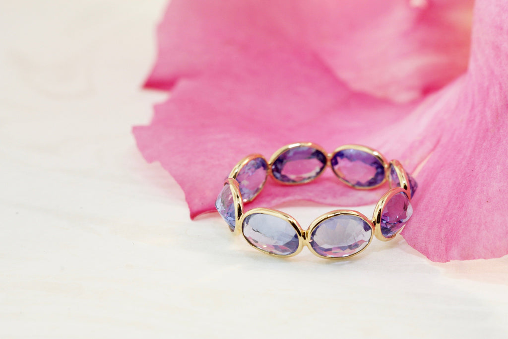Aiyana Tanzanite Oval Reverse Set Eternity Ring-Rings-Nari Fine Jewels-Nari Fine Jewels