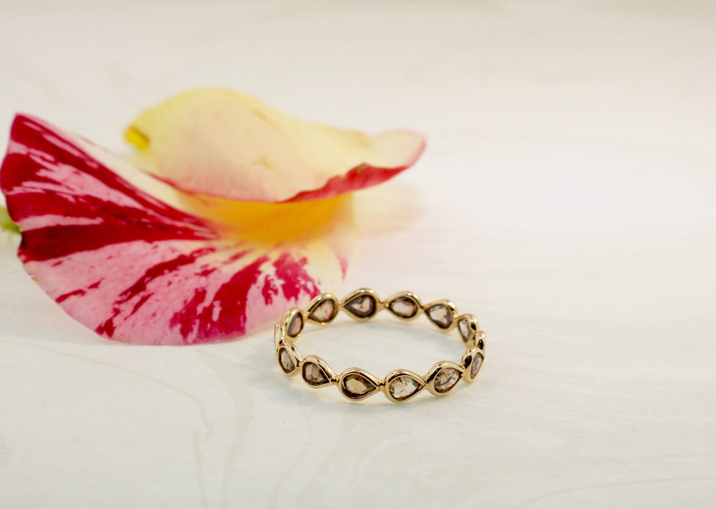 Aiyana Colored Diamond Pear Shape Skinny Eternity Ring-Rings-Nari Fine Jewels-Nari Fine Jewels