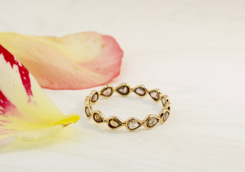 Aiyana Colored Diamond Pear Shape Skinny Eternity Ring-Rings-Nari Fine Jewels-Nari Fine Jewels