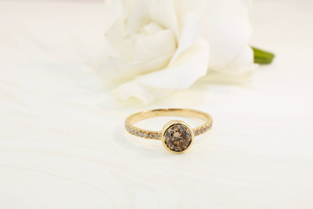 Bella Diamond Solitaire Micro Pavé Ring-Rings-Nari Fine Jewels-Nari Fine Jewels