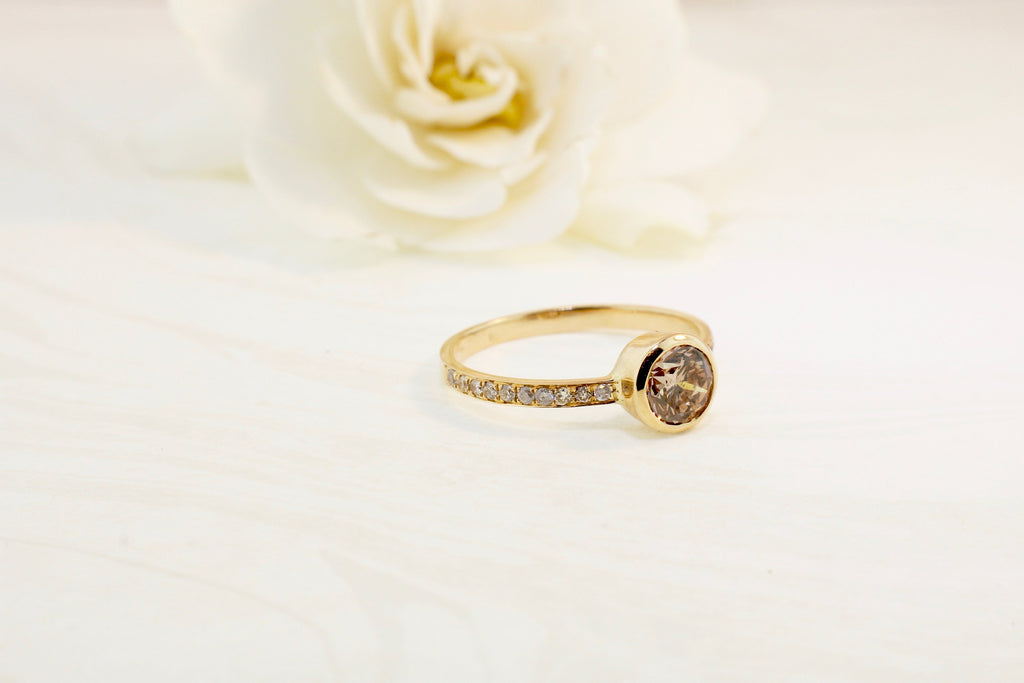 Bella Diamond Solitaire Micro Pavé Ring-Rings-Nari Fine Jewels-Nari Fine Jewels