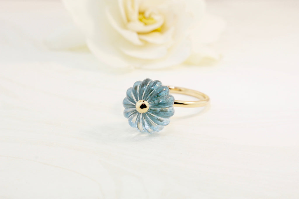 Dahlia Aquamarine Bead Ring-Rings-Nari Fine Jewels-Nari Fine Jewels