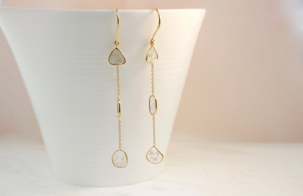 Nadine Diamond Slice Station Earrings-Earrings-Nari Fine Jewels-Nari Fine Jewels