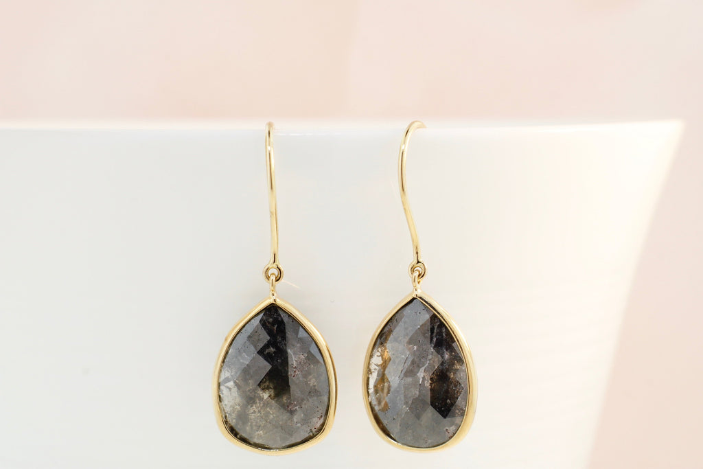 Ava Black Diamond Solitaire Drop Earrings-Earrings-Nari Fine Jewels-Nari Fine Jewels