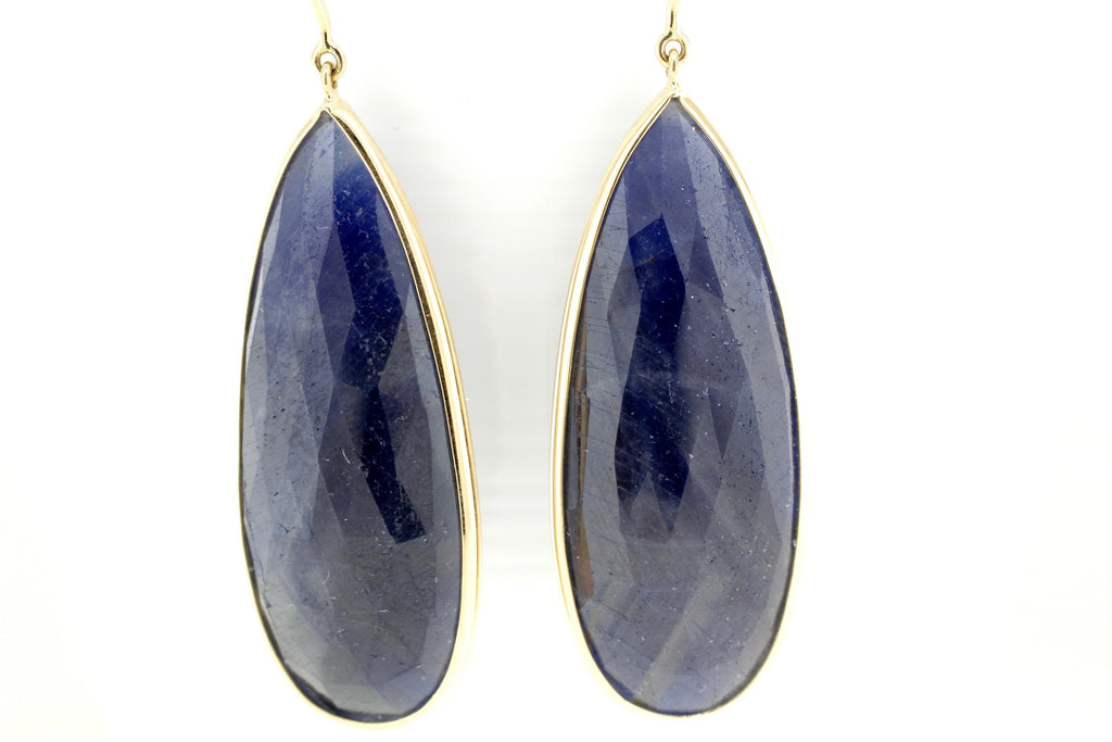 Ava Sapphire Raindrop Solitaire Drop Earrings-Earrings-Nari Fine Jewels-Nari Fine Jewels