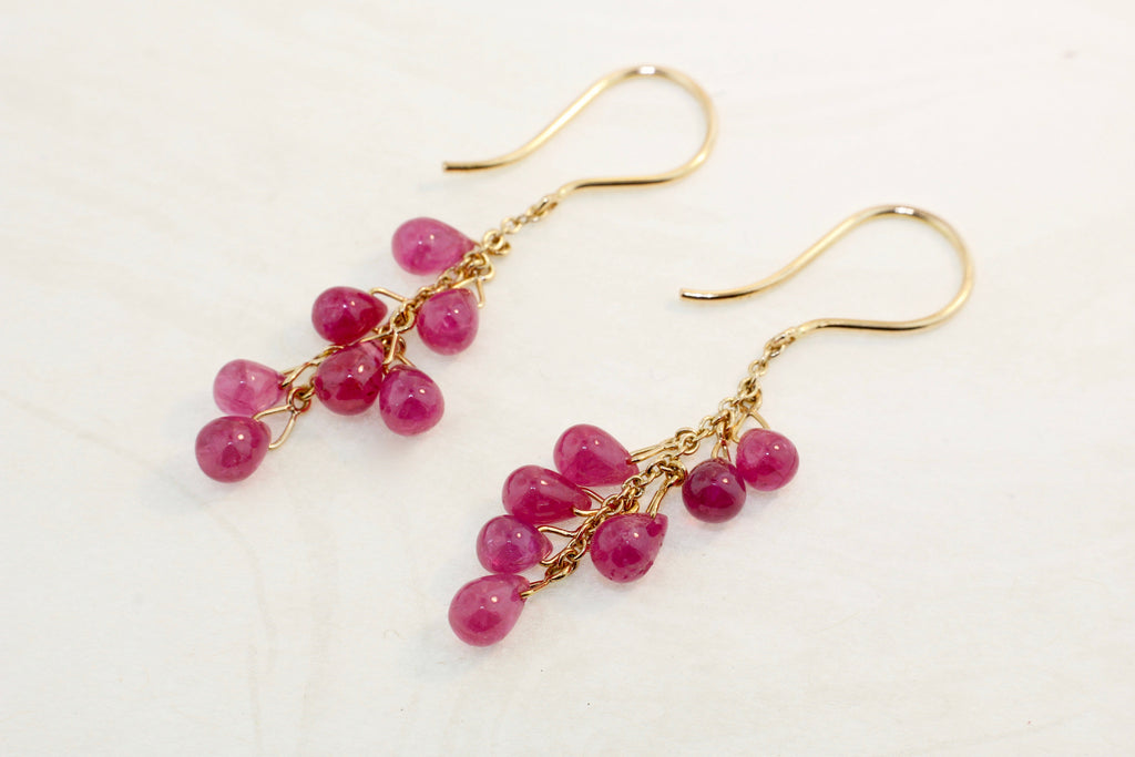 Talia Ruby Waterfall Briolette Dangling Earrings-Earrings-Nari Fine Jewels-Nari Fine Jewels