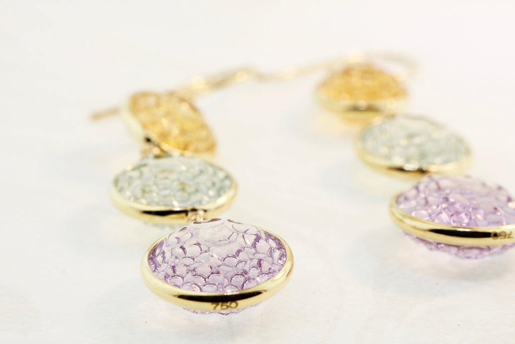 Isla Mixed Gemstones Honeycomb Dangle Earrings-Earrings-Nari Fine Jewels-Nari Fine Jewels