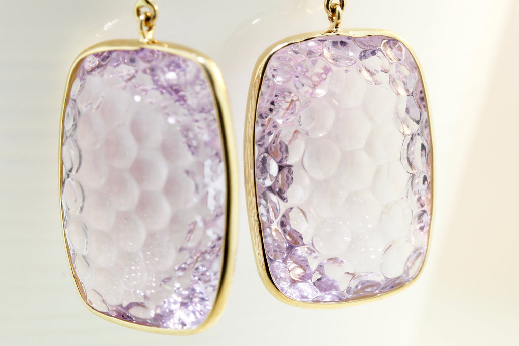 Ava Amethyst Cushion Cut Honeycomb Dangle Earrings-Earrings-Nari Fine Jewels-Nari Fine Jewels