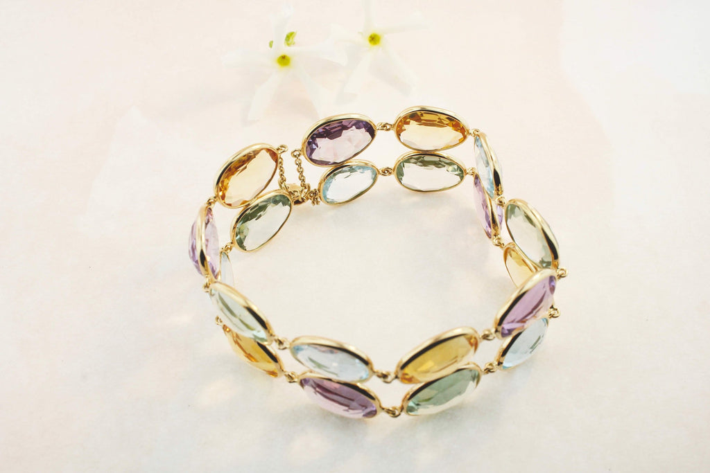 Jardine Mixed Gemstones Double Strand Bracelet-Bracelets-Nari Fine Jewels-Nari Fine Jewels