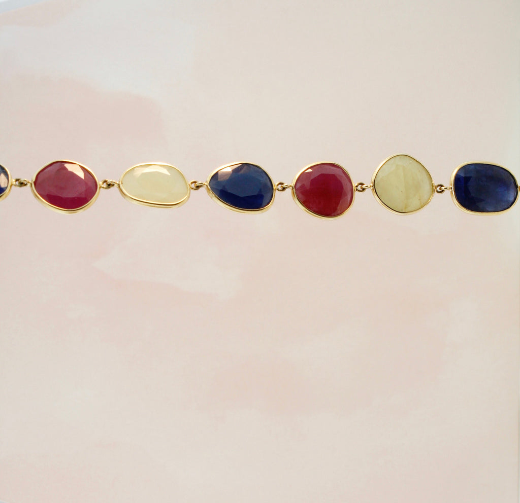 Jardine Ruby Sapphire and Yellow Sapphire Bezel Bracelet-Bracelets-Nari Fine Jewels-Nari Fine Jewels