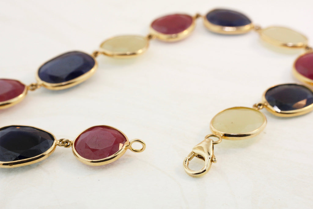 Jardine Ruby Sapphire and Yellow Sapphire Bezel Bracelet-Bracelets-Nari Fine Jewels-Nari Fine Jewels