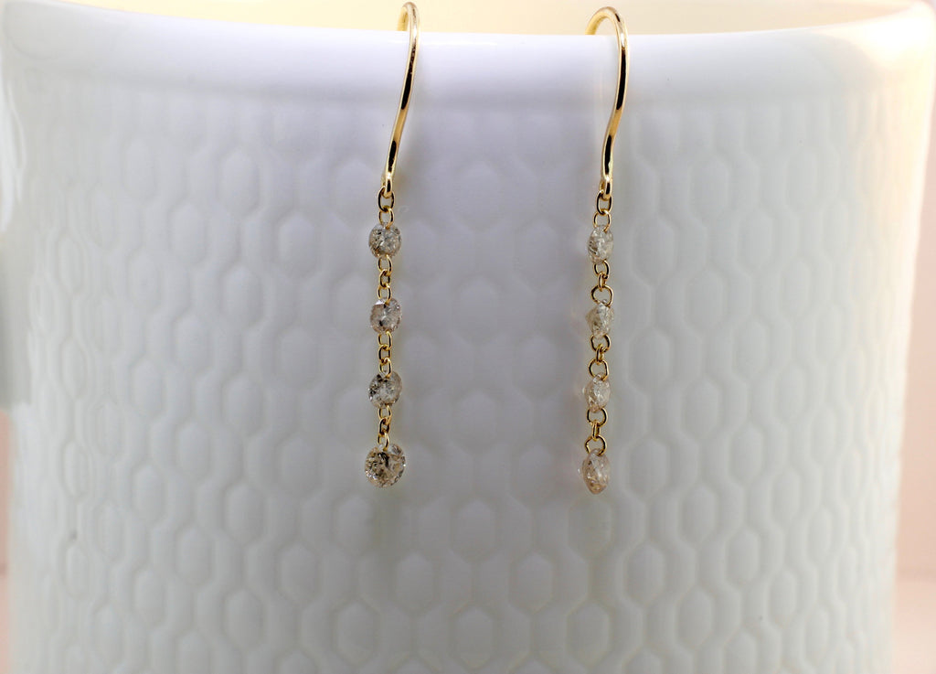 Raine Diamond Minimalist Floating Dangle Earrings-Earrings-Nari Fine Jewels-Nari Fine Jewels
