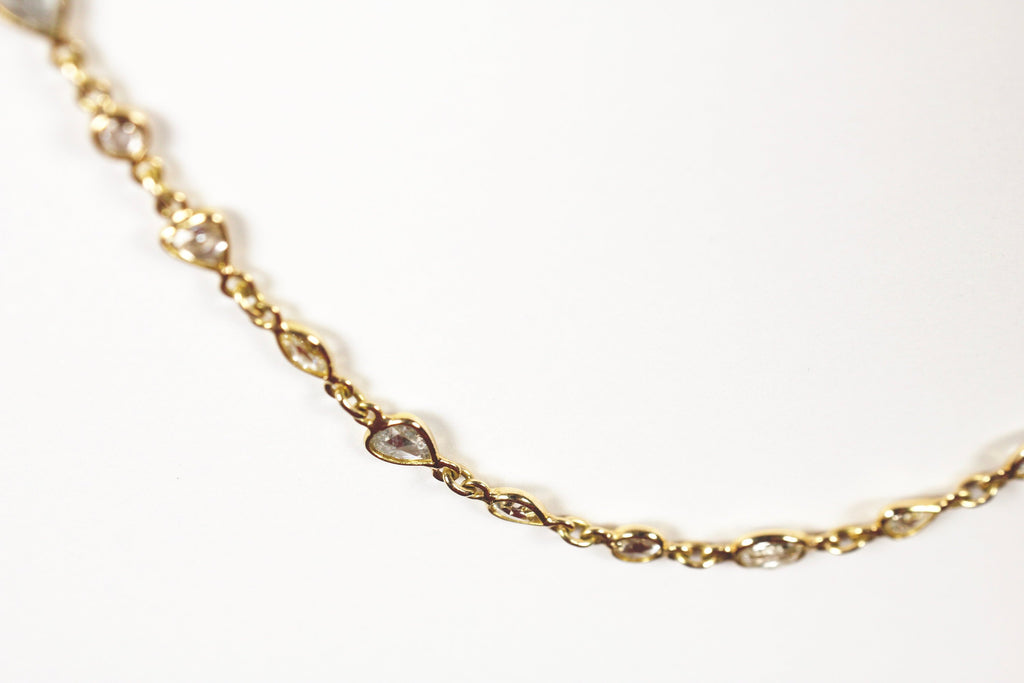 Nura Diamond Rose Cut Mixed Shape Bezel Necklace-Necklaces-Nari Fine Jewels-Nari Fine Jewels