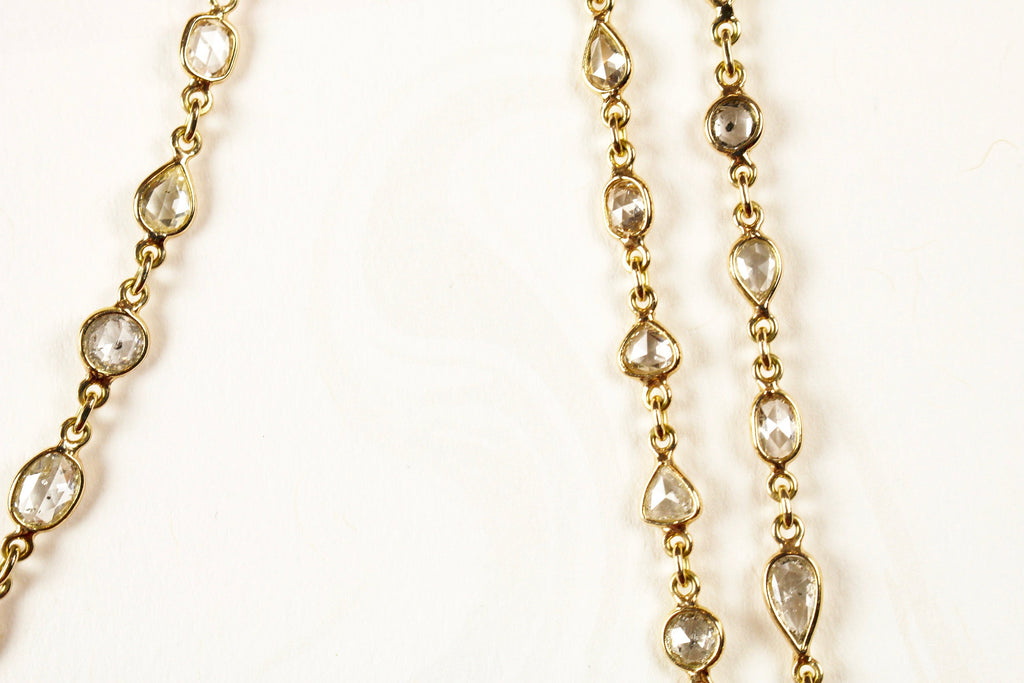 Nura Diamond Rose Cut Mixed Shape Bezel Necklace-Necklaces-Nari Fine Jewels-Nari Fine Jewels