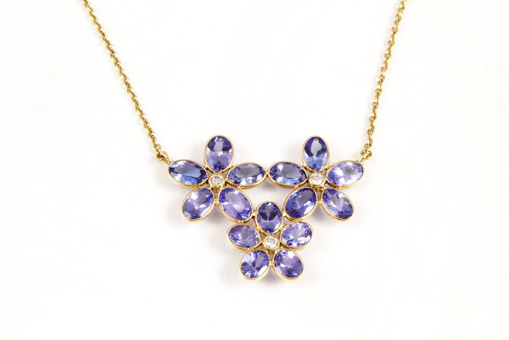 Daisy Tanzanite Diamond Necklace-Necklaces-Nari Fine Jewels-Nari Fine Jewels