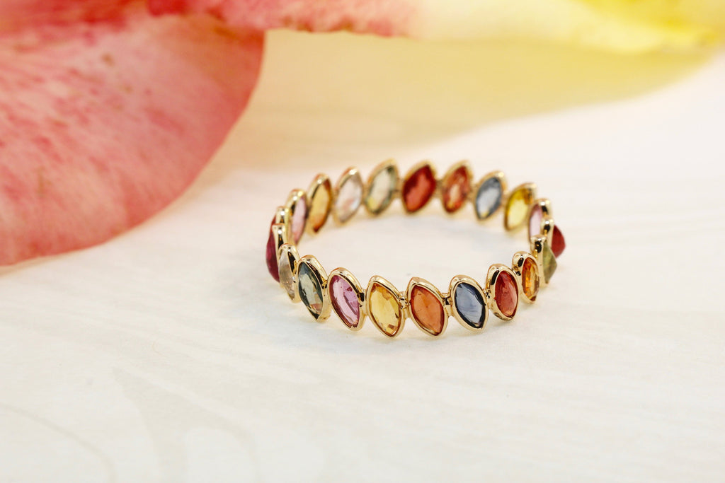 Aiyana Multi Colored Sapphire Marquise Eternity Ring-Rings-Nari Fine Jewels-Nari Fine Jewels