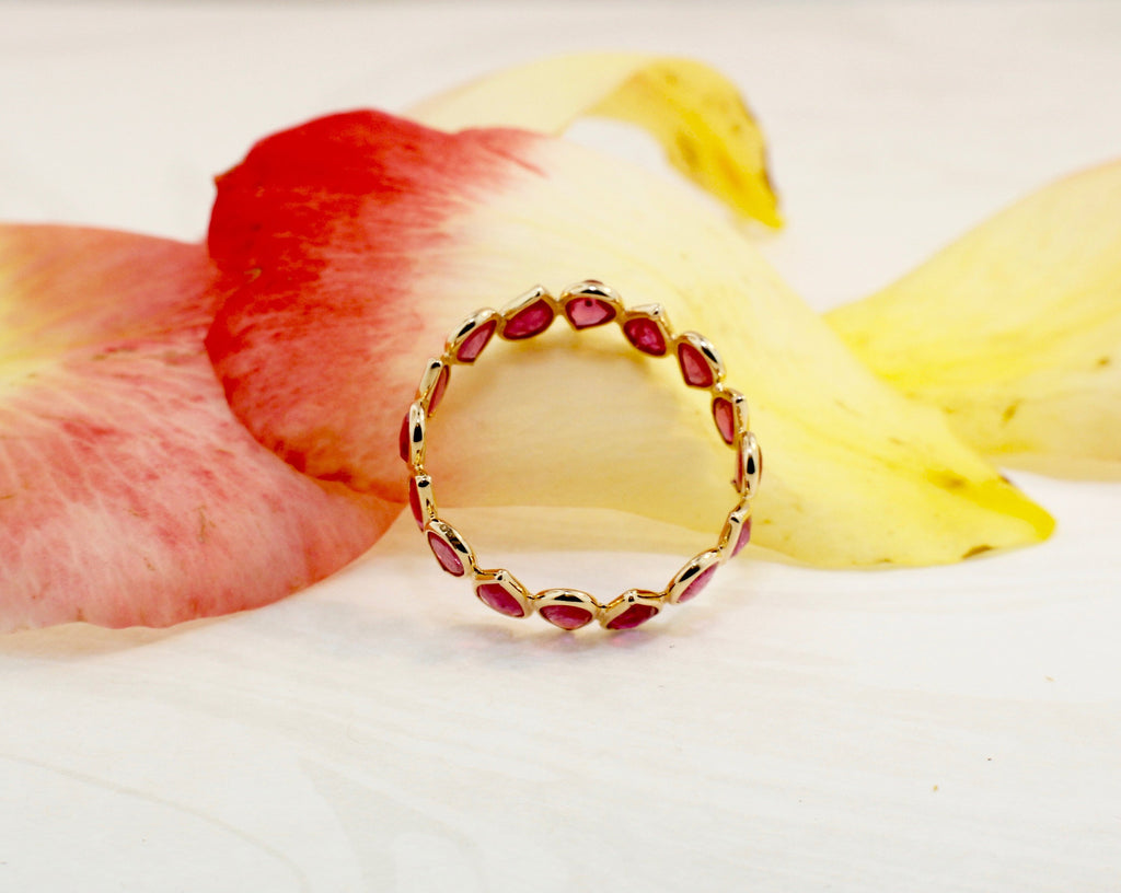 Aiyana Ruby Pear Shape Eternity Ring-Rings-Nari Fine Jewels-Nari Fine Jewels