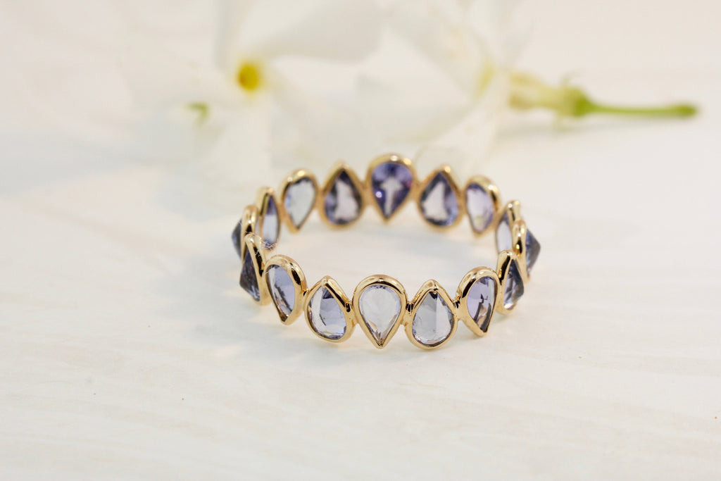Aiyana Tanzanite Pear Shape Reverse Set Eternity Ring-Rings-Nari Fine Jewels-Nari Fine Jewels