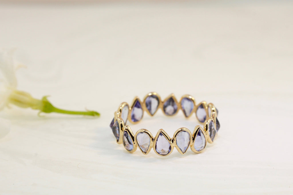 Aiyana Tanzanite Pear Shape Reverse Set Eternity Ring-Rings-Nari Fine Jewels-Nari Fine Jewels