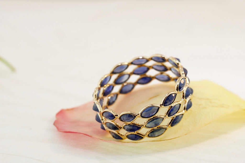 Aiyana Sapphire Marquise Triple Eternity Ring-Rings-Nari Fine Jewels-Nari Fine Jewels