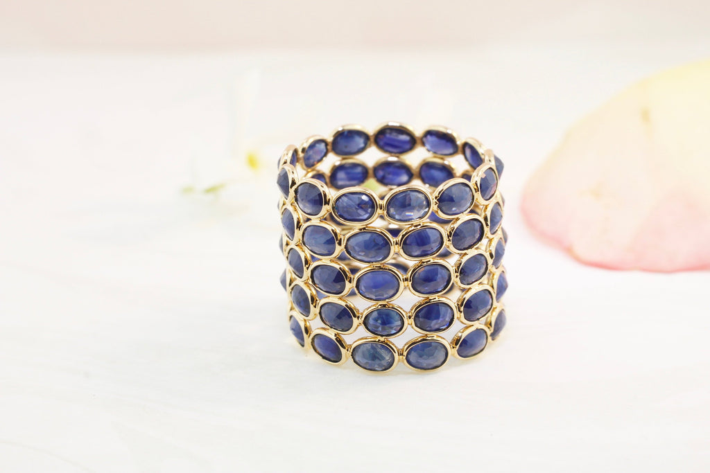 Aiyana Sapphire Five Row Eternity Ring-Rings-Nari Fine Jewels-Nari Fine Jewels