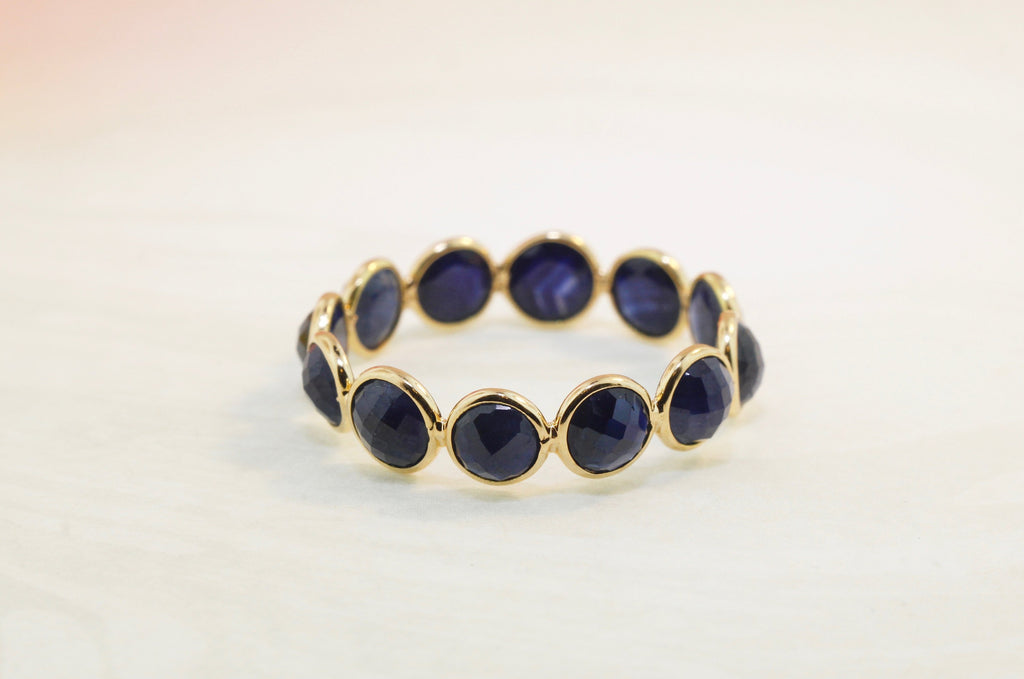 Aiyana Sapphire Round Shape Checker Cut Eternity Ring-Rings-Nari Fine Jewels-Nari Fine Jewels