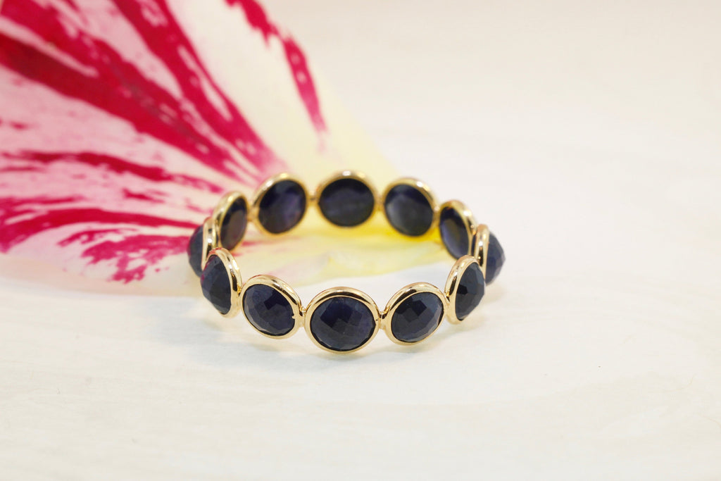 Aiyana Sapphire Round Shape Checker Cut Eternity Ring-Rings-Nari Fine Jewels-Nari Fine Jewels