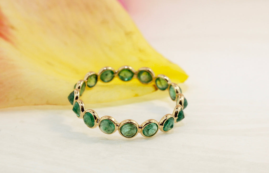 Aiyana Emerald Round Eternity Ring-Rings-Nari Fine Jewels-Nari Fine Jewels