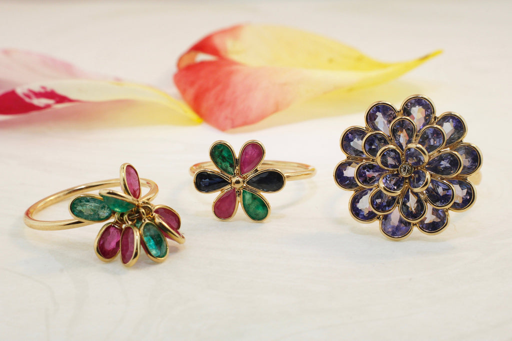 Cassia Ruby and Emerald Dangling Ring-Rings-Nari Fine Jewels-Nari Fine Jewels