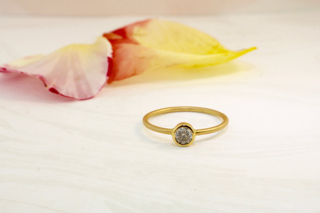 Jolina Diamond Solitaire Satin Finish Ring-Rings-Nari Fine Jewels-Nari Fine Jewels