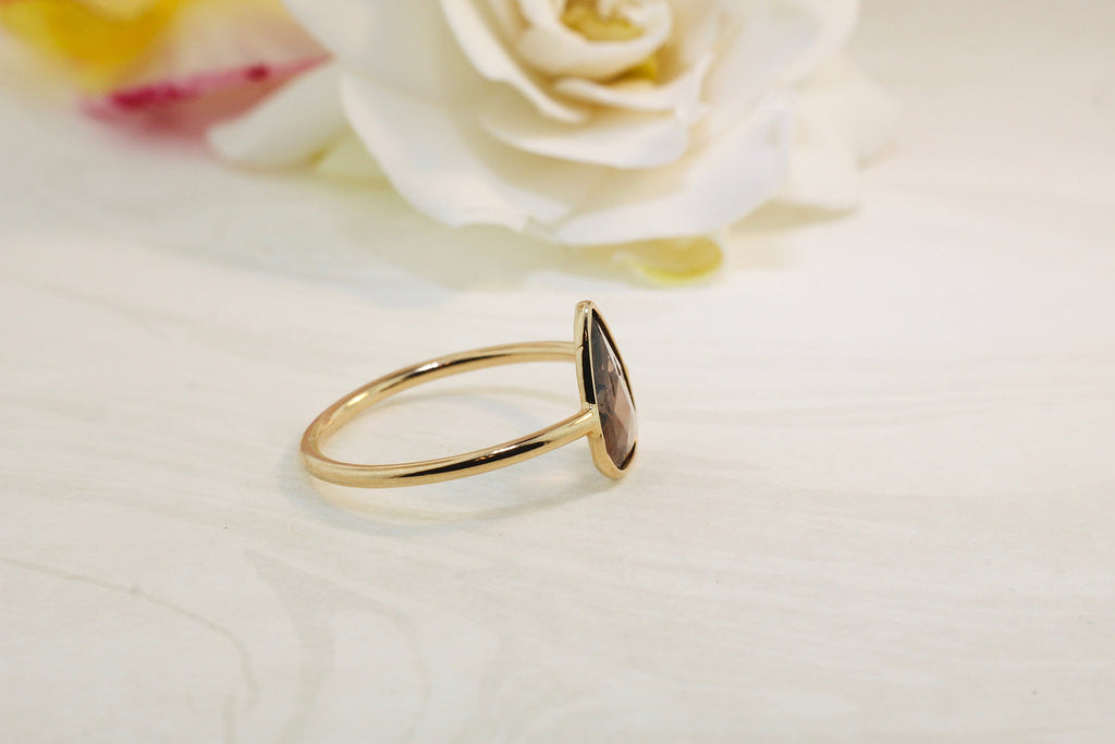 Jolie Diamond Pear Shape Rose Cut Solitaire Ring-Rings-Nari Fine Jewels-Nari Fine Jewels