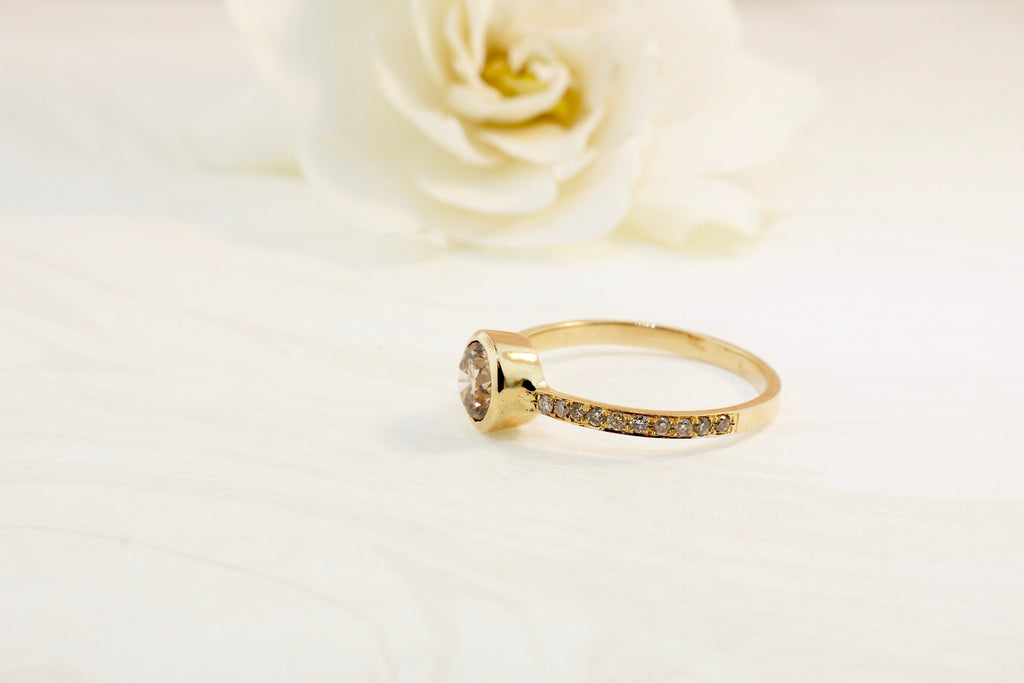 Bella Diamond Solitaire Micro Pavé Ring-Rings-Nari Fine Jewels-Nari Fine Jewels