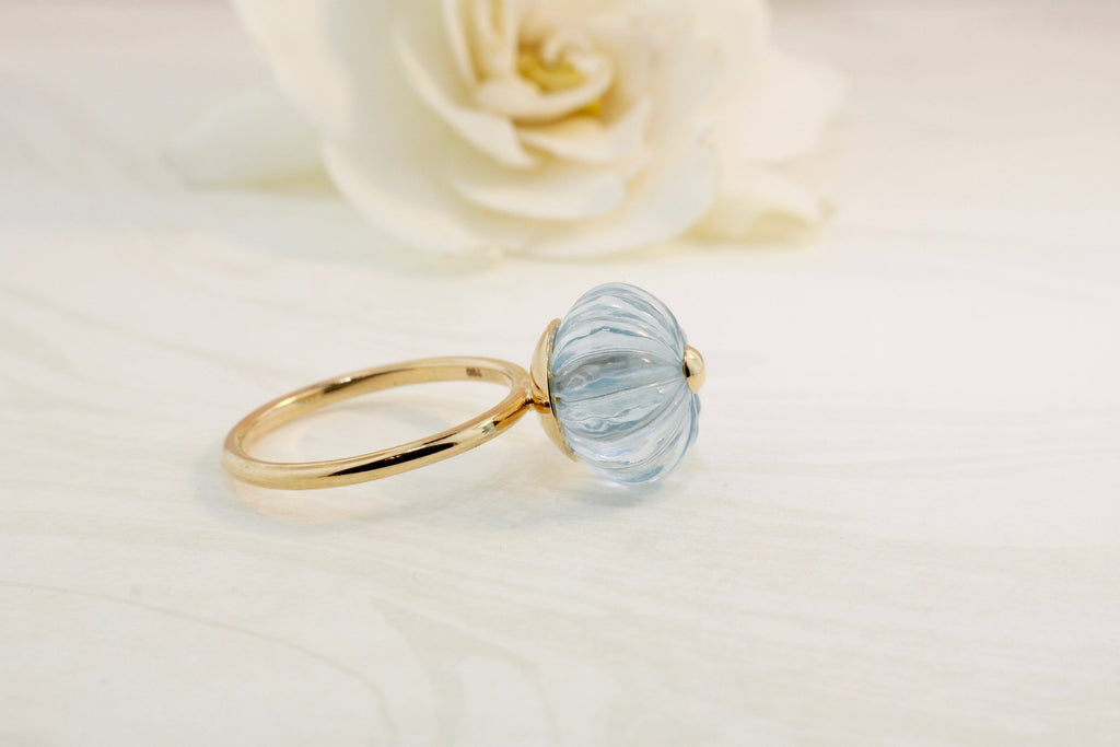 Dahlia Aquamarine Bead Ring-Rings-Nari Fine Jewels-Nari Fine Jewels
