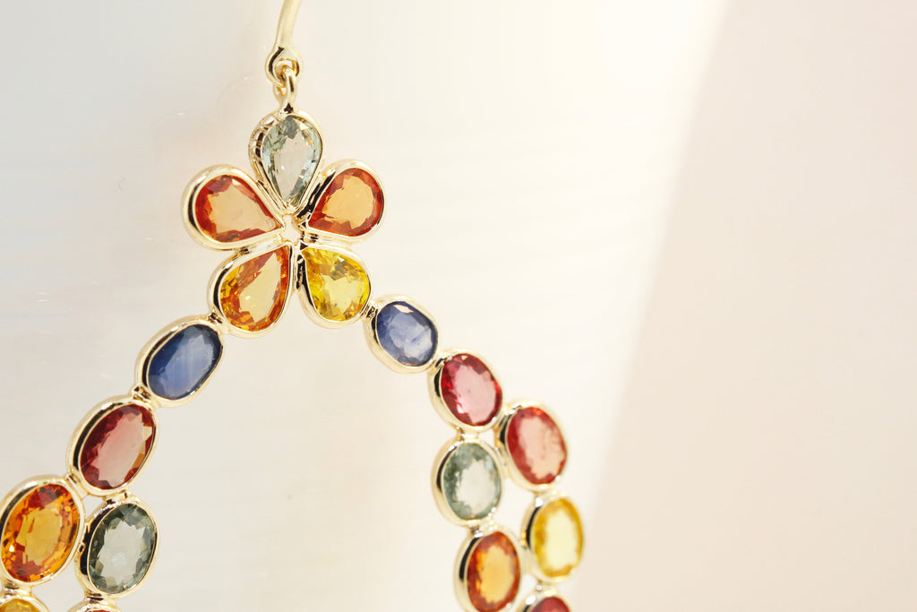 Malai Multi Colored Sapphire Garland Dangle Earrings-Earrings-Nari Fine Jewels-Nari Fine Jewels