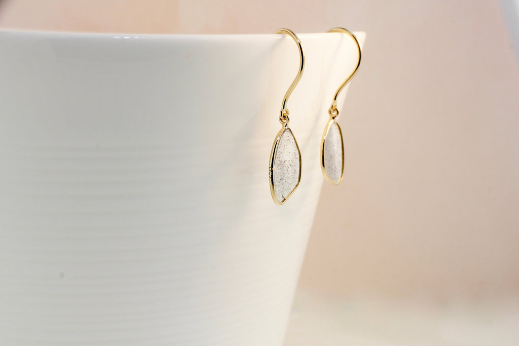 Ava Diamond Slice Solitaire Drop Earrings-Earrings-Nari Fine Jewels-Nari Fine Jewels