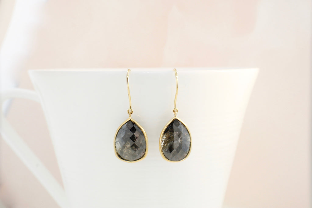 Ava Black Diamond Solitaire Drop Earrings-Earrings-Nari Fine Jewels-Nari Fine Jewels