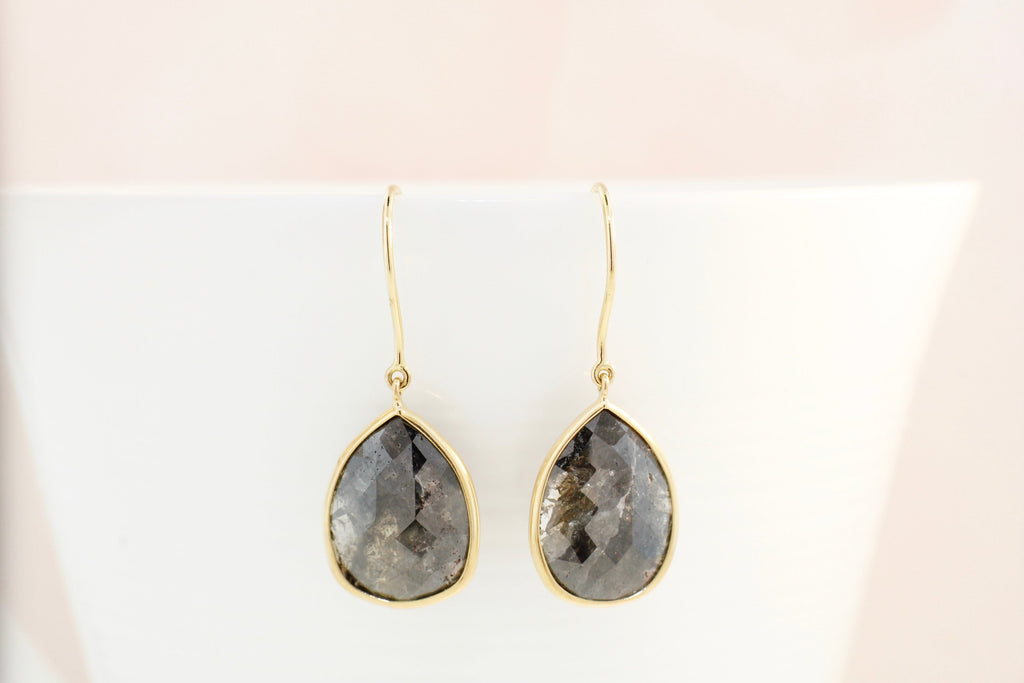 Ava Black Diamond Solitaire Drop Earrings-Earrings-Nari Fine Jewels-Nari Fine Jewels