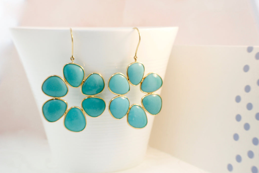Blossom Turquoise Earrings-Earrings-Nari Fine Jewels-Nari Fine Jewels