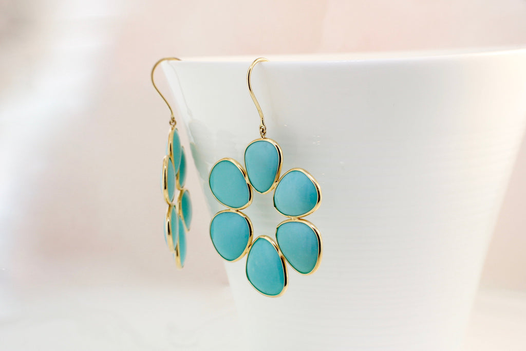 Blossom Turquoise Earrings-Earrings-Nari Fine Jewels-Nari Fine Jewels