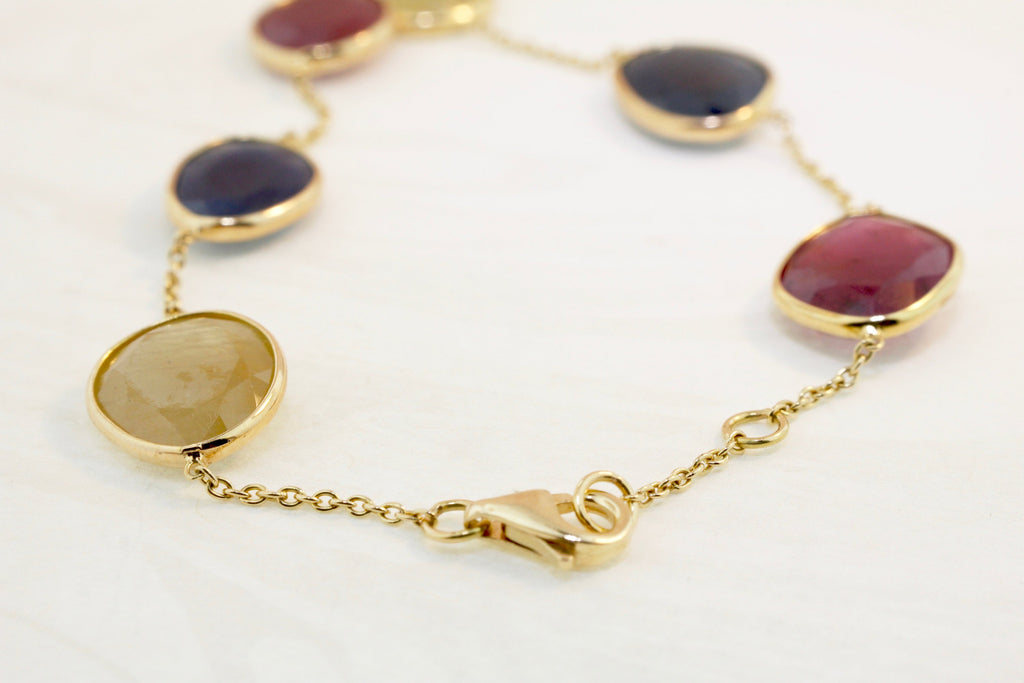 Stella Ruby Sapphire and Yellow Sapphire Station Bracelet-Bracelets-Nari Fine Jewels-Nari Fine Jewels