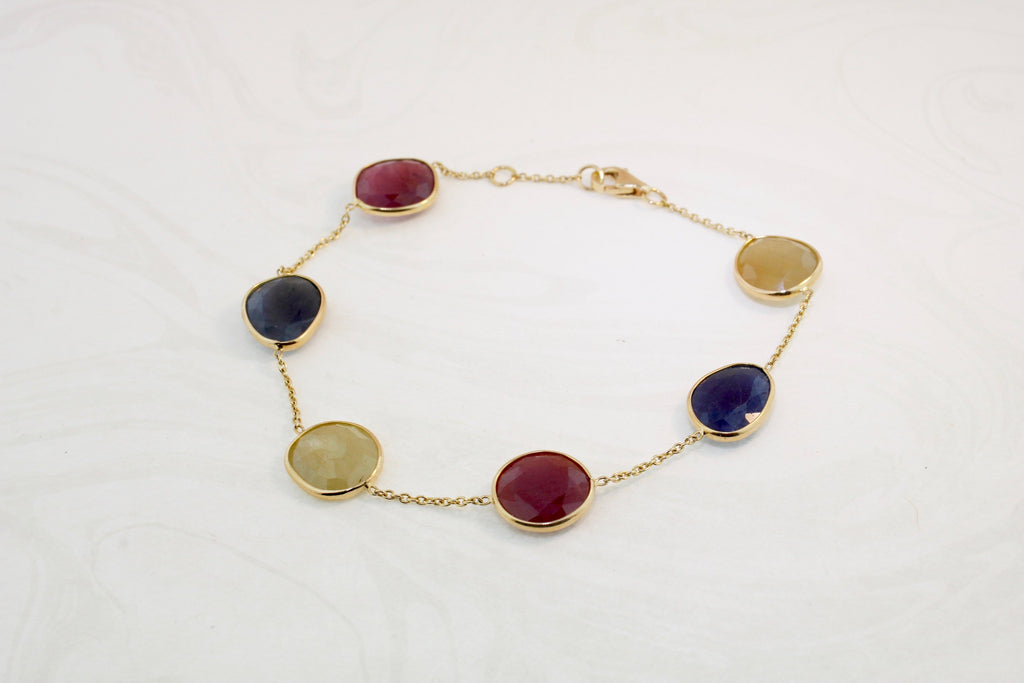 Stella Ruby Sapphire and Yellow Sapphire Station Bracelet-Bracelets-Nari Fine Jewels-Nari Fine Jewels